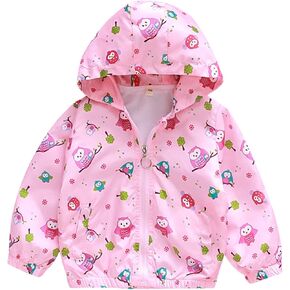 Kids Baby Toddler Girls Boys Cartoon Spring Fall Hooded Windproof Outerwear Windbreaker Zipper Hooded Jackets Coat (Green-1, 12-18 Months)