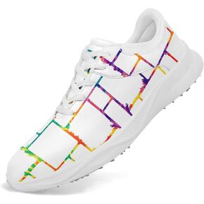 Spikeless Golf Shoes for Men & Women, Breathable Golf Sneakers Colorful Abstract Art Sports Walking Shoes Fashion Footwear
