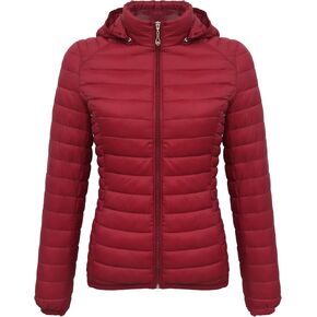JEsilunmaMY Women's Packable Removable Hood Puffer Jacket Full-Zip Slim Short Down Jacket Insulated Quilted Warm Winter Coat
