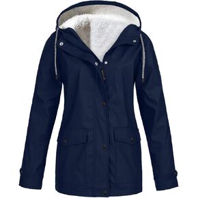 Plus Size Coat for Women Fall Winter Plush Zip Up Stripe Solid Jacket Outdoor Waterproof 2024 Hooded Windbreaker