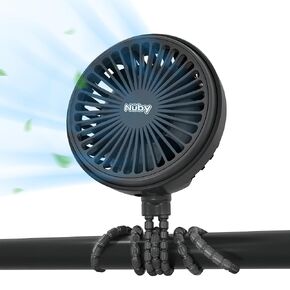 Nuby 3-Speed Stroller Fan with Adjustable Legs - Stroller Accessories - Baby Essentials for Travel - Ideal for Car Seats and Play Yards - Black