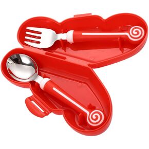 Vicasky 1SET SILICONE FORK و Spoon غير الانزلاق مقبض الأكل تصميمات مريحة لتصميم مريح لسهولة الاستيلاء على الفطام والتعلم لتناول مصاصة