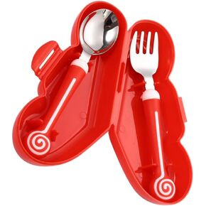 Kisangel 1Set Silicone Handle Fork and Spoon Durable for Comfortable Eating Utensils for Hands present for Boy Girl and Parents