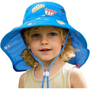 Kids Summer Sun Hat with Neck Flap - Lightweight Beach Hat for Boys & Girls, Beach & Outdoor Play (3-12 Years)