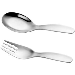 PRETYZOOM 1Set Stainless Steel Utensil Stainless Steel Fork and Spoon for Safe and Ergonomic Design for Home School Use present for Showers and First Birthdays