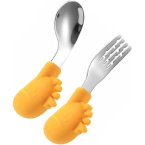 Milisten 1 Set Portable Utensils Lovely Forks Spoons for Self Feeding with Storage Box