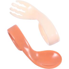 Yardwe 1Set Eating Utensils Training Tableware for Curved Fork and Spoon Material Attractive Colors for Boys for Weaning and Learning