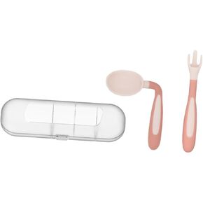 1 Set Self Training Forks and Spoons Portable Learning Tableware for Boy Girl Smooth Edges Safe for Little Hands for Showers and Everyday Use Pink