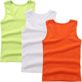 3-Pack Kids Summer Basic Solid Sleeveless Tank Top Comfy Cotton Toddler Tee Shirts for Boys and Girls 2-14 Years