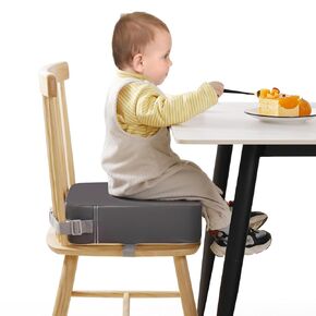 Toddler Booster Seat for Kitchen Chair, Non-Slip Kids Dining Table Booster Seat with Adjustable Safer Straps, Portable Baby Eating Travel Increasing Cushion