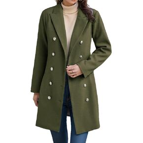 Mmoneyake Trench Coat Women Fall Winter Wool Coats Notch Lapel Double Breasted Peacoat Warm Overcoat Wool Blazer for Women