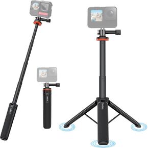 20.7in Extendable Tripod Selfie Stick for Insta 360 x5 /GoPro/AKASO/DJI Action Cameras - Waterproof, Anti-Shake, 4-Section Adjustable, Non-Slip Grip, Travel & Sports Photography Tripod