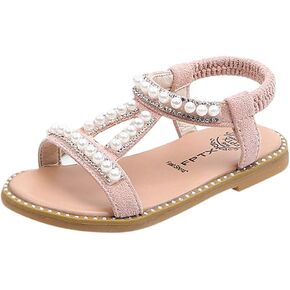 Baby Girl's Pearl Sandals Toddler Infant Kids Single Princess Roman Shoes Soft Non-Slip First Walker Sandals