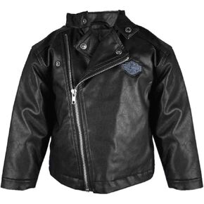Harley-Davidson Baby Boys' B&S Logo Faux Leather Infant Biker Jacket - Black
