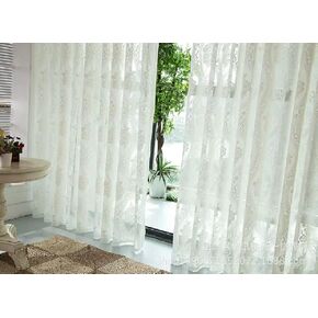 Creative Pure White Pastoral Flowers Linen Sheer Curtains Window Treatments Rod Pocket for Living Room Bedroom(2 Panels, W 54 x L 84 inch, White)