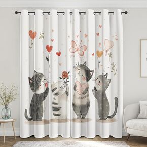 Cartoon Cat Curtains for Nursery Bedroom 84 Inch Length 2 Panels, Cute Kitten Animals Kids Blackout Curtains, Thermal Insulated Grommet Window Curtain for Living Room Drapes a1FT&-273