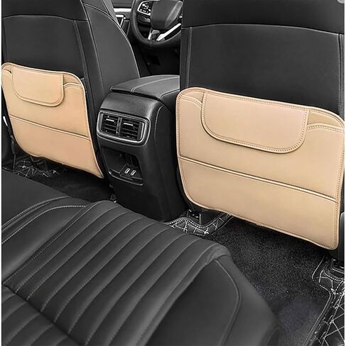 2 PCS Car Seat Kick Mat for Kia Carnival 2022 2023 2024, Leather Rear Seat Anti-Kick Mat Pad Back Seat Protector Prevent Dirt Mud and Scratch Interior Accessories,B/Black in Saudi Arabia