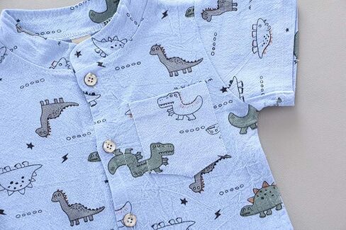 Toddler Boys Outfits Short Sleeve Button Down Dinosaur Cotton Shirt Sets Baby Cute Summer Easter Casual Clothes in Saudi Arabia