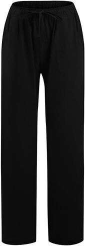 Cotton Linen Pants for Women Lightweight High Waisted Pants Tie Knot Wide Leg Pants Summer Lounge Pants with Pockets in Saudi Arabia