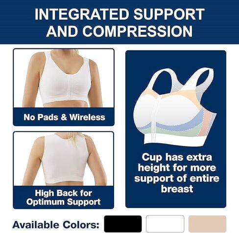 CAREFIX Bree Post-Op Bra Compression Front Closure Adjustable Straps Breast Reductions Augmentation Mastectomy Recovery 3831 in Saudi Arabia