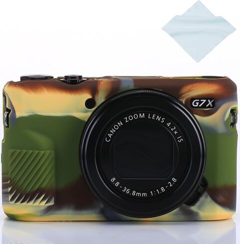 G7X Mark II Camera Case, G7X Removable Lens Cover Silicone Cover for Canon PowerShot G7X ii, G7X Accessories, Lightweight Rubber Soft Silicone Case - Glamour Black in Kuwait
