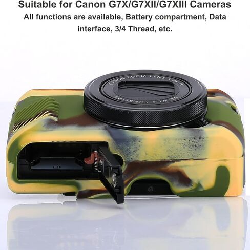 G7X Mark II Camera Case, G7X Removable Lens Cover Silicone Cover for Canon PowerShot G7X ii, G7X Accessories, Lightweight Rubber Soft Silicone Case - Glamour Black in Kuwait
