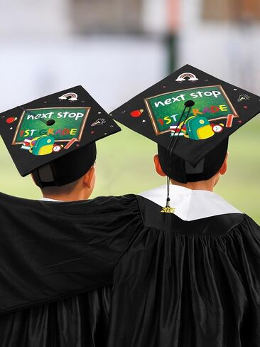 Lenwen Kindergarten Graduation Cap and Gown Stoles Certificate 2024 Tassel Set for Preschool Boys and Girls Kids in Saudi Arabia