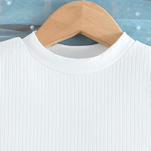 Toddler Girl Summer Outfits Puff Short Sleeve Ribbed Knit Tops Mini Skirt Set Cute Girl Clothes in Kuwait