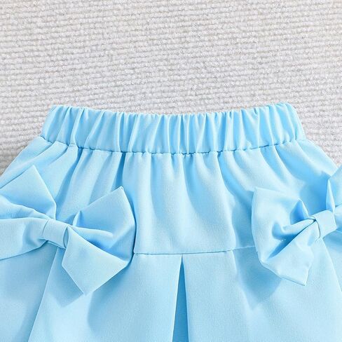 Toddler Girl Summer Outfits Puff Short Sleeve Ribbed Knit Tops Mini Skirt Set Cute Girl Clothes in Kuwait