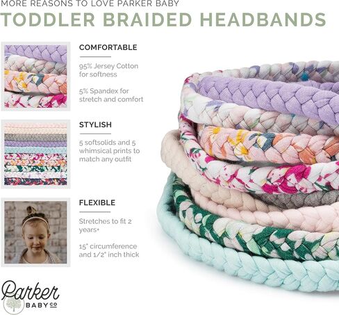 Parker Baby Toddler Girl Braided Headbands, Assorted 10 Pack of Hair Accessories for Girls - "Wildflower Set" in Saudi Arabia