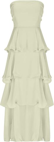 Women's Summer Boho Sleeveless Maxi Dress Off Shoulder Tube Ruffle Tiered Layered Swing Long Beach Vacation Dresses in Saudi Arabia