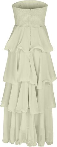 Women's Summer Boho Sleeveless Maxi Dress Off Shoulder Tube Ruffle Tiered Layered Swing Long Beach Vacation Dresses in Saudi Arabia
