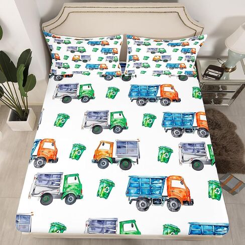 Erosebridal Watercolor Green Train Queen Sheet Set Kids Cartoon Railway Sheets for Boys Toddler Gift, Cute Clouds Stars Transportation Theme Bed Sheets Set with 2 Pillow Cases in Kuwait