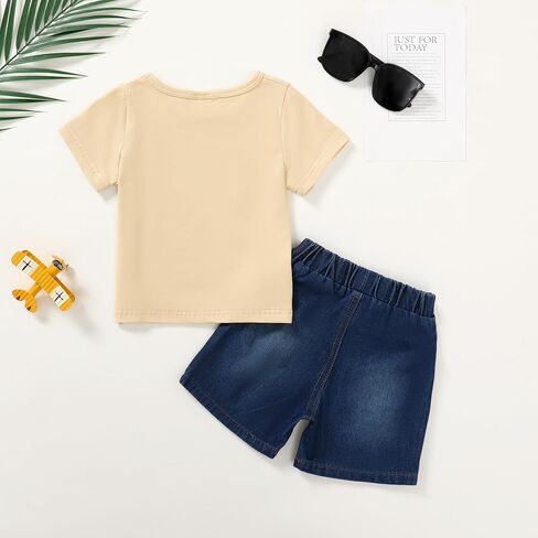Yallet Toddler Baby Boy Clothes Owns Summer Stuffits 1-5t short Sleeve T-Shirt + Shorts 2pcs baby disual setting set in Kuwait