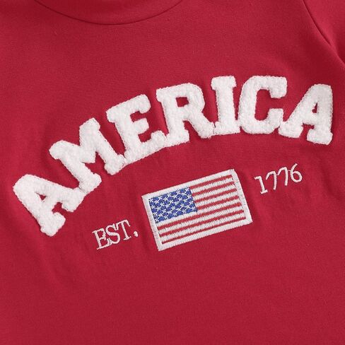 Toddler Boy 4th of July Outfit Baby Boy American Flag Embroidery T Shirt Shorts Set Fourth of July Summer Clothes in Saudi Arabia