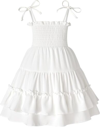 Happy Town Toddler Baby Girl Halter Boho Sundress Casual Smocked Dress Ruffle Hem Beach Summer Dresses Spring Ouftits in Saudi Arabia