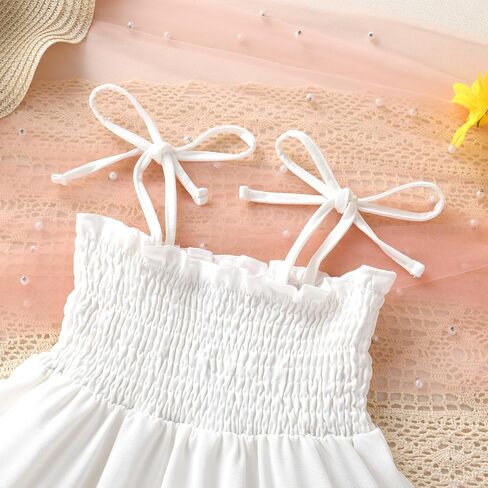 Happy Town Toddler Baby Girl Halter Boho Sundress Casual Smocked Dress Ruffle Hem Beach Summer Dresses Spring Ouftits in Saudi Arabia