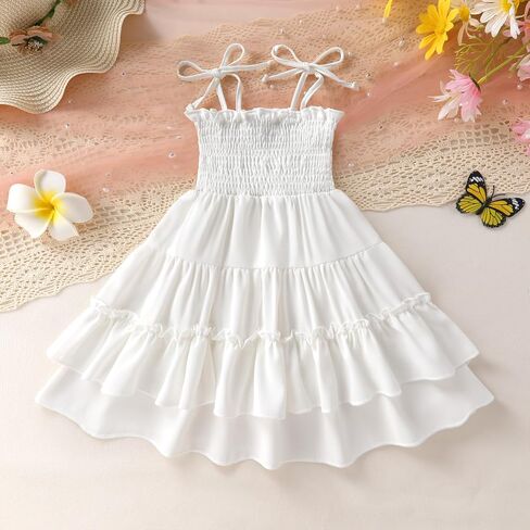 Happy Town Toddler Baby Girl Halter Boho Sundress Casual Smocked Dress Ruffle Hem Beach Summer Dresses Spring Ouftits in Saudi Arabia