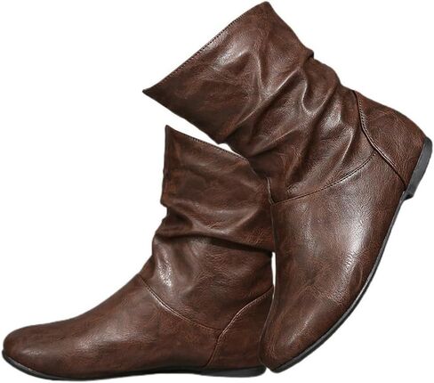 Women's Slouchy Leather Ankle Boots,Low Heel Slouchy Booties with Comfortable Fit,Ladies Soft Genuine Leather for Casual Wear in Saudi Arabia