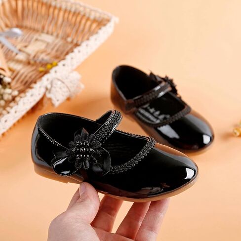 Toddler School Shoes Girls Mary Jane Dress Shoes with Flower Slip-On Casual Ballerina Flats for Wedding, Party in Saudi Arabia