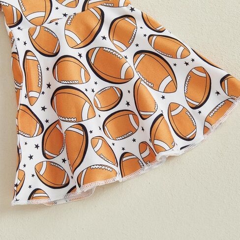 Baby Girl Football Outfit Game Day Long Sleeve Romper Rugby Print Bell Bottom Flare Pants Set Cute Fall Clothes in Kuwait