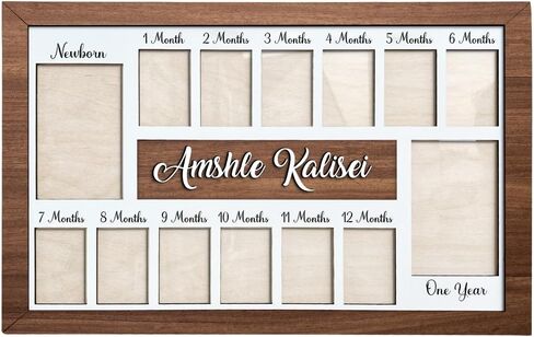 Personalized Baby's First Year Frame - Custom Name Twelve Months Photo Frame, Baby Keepsake Picture Gift for Mom to Be or Expecting Parents in Saudi Arabia