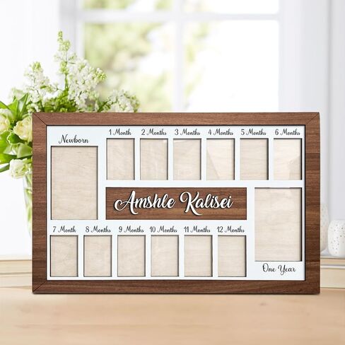 Personalized Baby's First Year Frame - Custom Name Twelve Months Photo Frame, Baby Keepsake Picture Gift for Mom to Be or Expecting Parents in Saudi Arabia