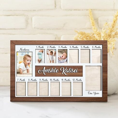 Personalized Baby's First Year Frame - Custom Name Twelve Months Photo Frame, Baby Keepsake Picture Gift for Mom to Be or Expecting Parents in Saudi Arabia