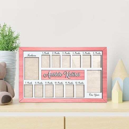 Personalized Baby's First Year Frame - Custom Name Twelve Months Photo Frame, Baby Keepsake Picture Gift for Mom to Be or Expecting Parents in Saudi Arabia