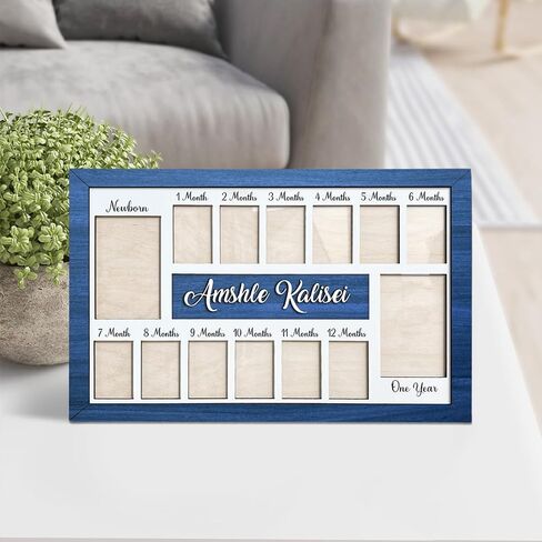 Personalized Baby's First Year Frame - Custom Name Twelve Months Photo Frame, Baby Keepsake Picture Gift for Mom to Be or Expecting Parents in Saudi Arabia