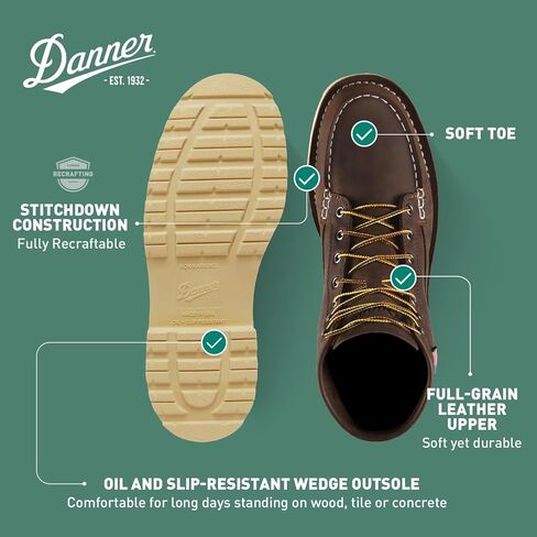 Danner Men's 15563 Bull Run Moc Toe 6" Work Boot, Brown - 14 EE in Saudi Arabia