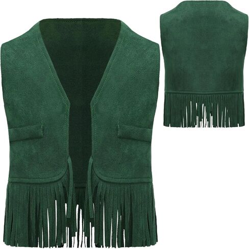 Choomomo Baby Boys Western Cowboy Vest Suede Tassels Waistcoat Open Front Sleeveless Cardigan Jacket in Saudi Arabia