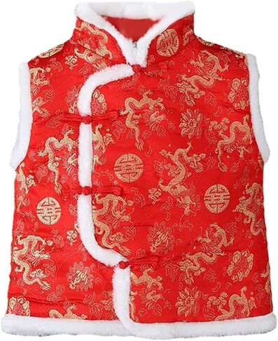 Toddler Kids Vest Coat Boy Girls Chinese Calendar New Year Sleeveless Traditional Tang Suit Tops Infant Baby Coat in Saudi Arabia