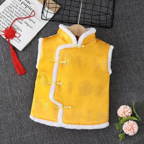 Tang Suit Dragon Toddler Boys New Year Vest Coat Kids Chinese Calendar New Year Sleeveless Tang Suit Tops Buckle New in Saudi Arabia